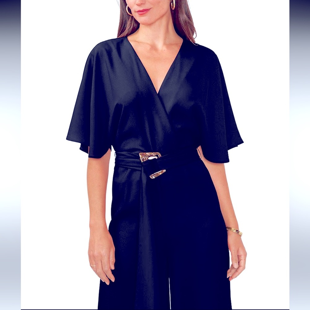 Vince Camuto Paradise Chic classic navy jumpsuit - Picture 2 of 8